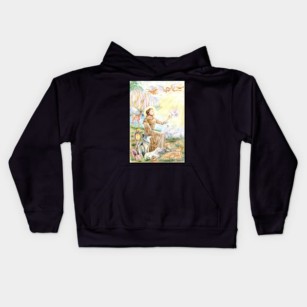 St. Francis of Assisi Kids Hoodie by cristinahansen